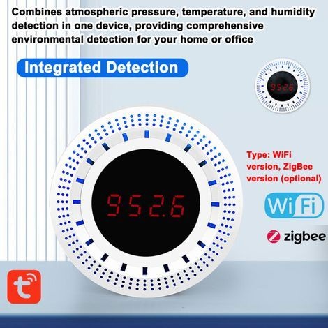 Intelligenter Wlan-luftdrucksensor Mit Temperatur- Und Feuchtigkeitserkennung. Integriertes Hausautomatisierungsgerät.