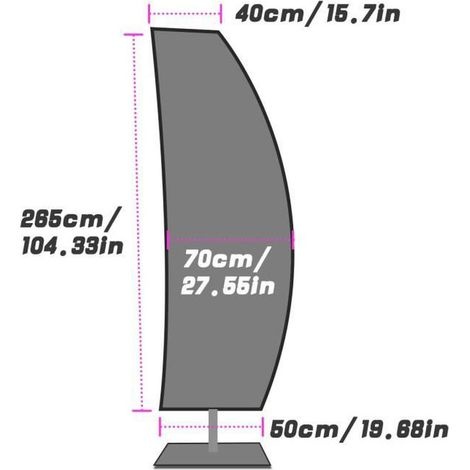 Schutzhülle Für Ampelschirme, Gartenabdeckung Für Seitlich Versetzte Stangen, Aus Wasserdichtem 210d Oxford-gewebe, 265 X 50 X 70 X 40 Cm