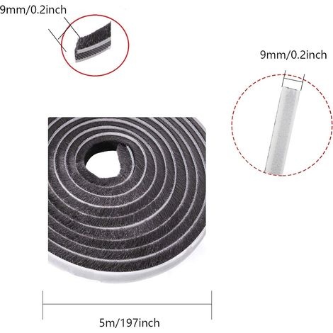 10 M Bürstenleiste, Selbstklebende, Wind- Und Staubdichte Bürstendichtung Für Fenster Und Schiebetüren, 9 Mm Breit X 9 Mm Hoch (schwarz)