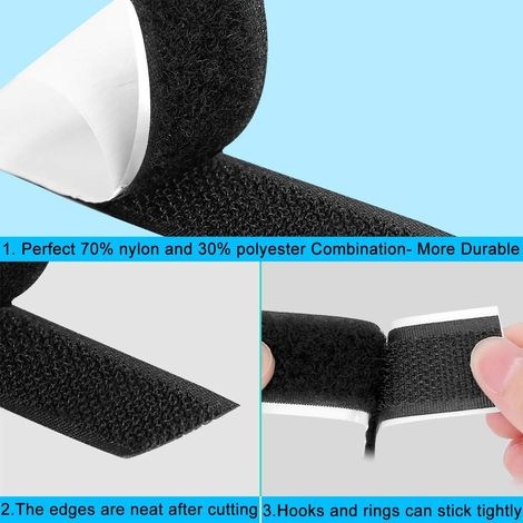 Selbstklebendes Klettband, Besonders Starke Klebekraft, Geeignet Für Alle Arten Von Installationen, Bilderrahmen (schwarz - 2 Cm X 10 M)