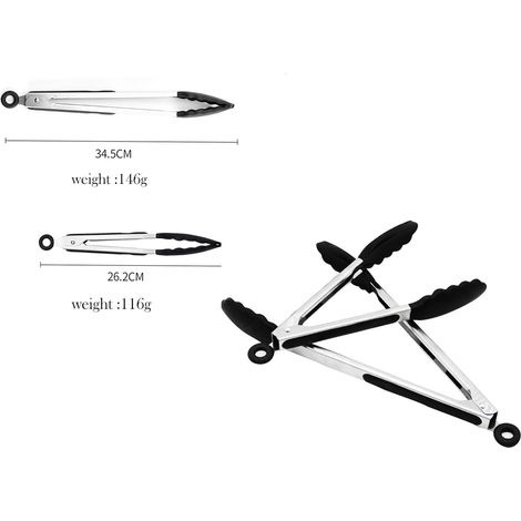 Küchenzange, Grillzange, Lebensmittelechtes Silikon, Set Mit 9 Und 12 Zoll Langen Schwarzen Küchenzangen, Silikon-küchenzangen Zum Kochen Und Grillen