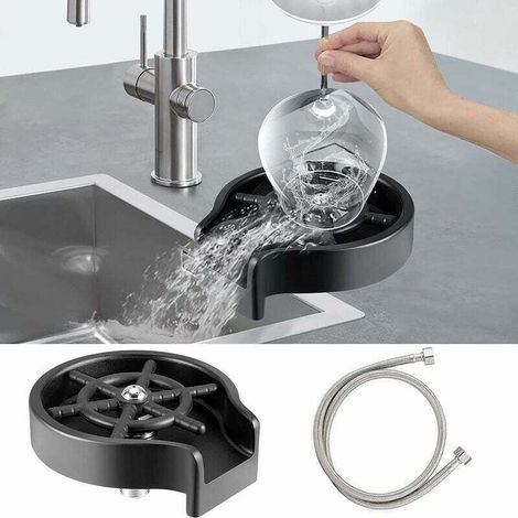 Automatischer Metall-gläserspüler Für Tassen Von 2,1–11,2 Cm Durchmesser, Schnellreinigender Edelstahl-tassenreiniger, Armaturenzubehör Für Küchen-, Café-, Hotel- Und Barspülen – Schwarz