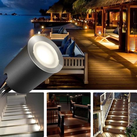 16 Led Edelstahl-gartenleuchte Für Hotels, Villen Und Landschaftsbeleuchtung, Ip67 Wasserdicht, Ø 32 Mm, Einbau-außenstrahler Für Holzterrassen, Schwimmbäder, Gartentreppen Und Holzböden (