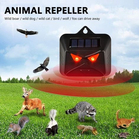 Packung Mit 2 Solarbetriebenen, Wasserdichten, Nachtaktiven Tierabwehrgeräten Für Gärten, Höfe, Bauernhöfe Und Obstplantagen Schreckt Raubtiere Wie Stinktiere, Hirsche, Kojoten, Füchse Und Vögel Ab.