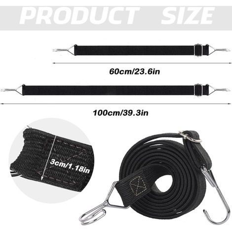 4-teiliges Set Bungee-seile Mit Haken, Extra Starke, Flache Gummibänder, Elastische Kordeln Mit Haken, Lange, Verstellbare Gummibänder, Für Gepäck, Camping, Auto