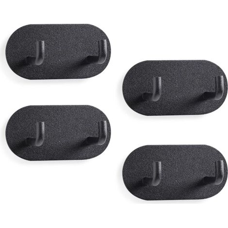 Set Mit 4 Robusten, Schwarzen, Selbstklebenden Haken