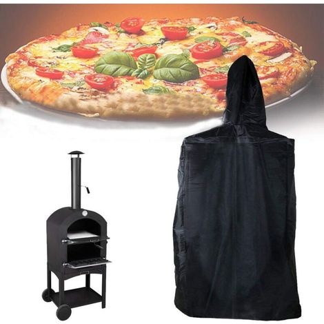 Housse De Four À Pizza Extérieure, Housse De Protection Pour Fours De Jardin Avec Cordon, Étanche, Anti-poussière, Noir Oxford 55×65×175cm