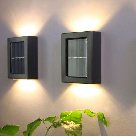 Solar-außenleuchte Für Haus, Garten, Rasen, Hof, Wandleuchte, Schwarzes Gehäuse, Weißes Licht, 2 Stück
