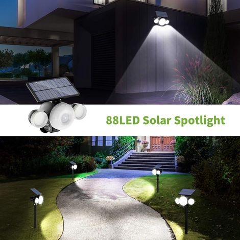 Extrem Leistungsstarke 88-led-solar-gartenleuchte Mit Bewegungsmelder, Ip65 Wasserdicht, Kabelloser, Um 360° Verstellbarer Solarstrahler Für Mehr Sicherheit Auf Wegen (nr.