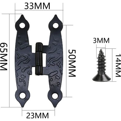 Möbelscharnier, 10 Stück, Antikschwarz, Mit Blumenmuster, Metallschrauben, 6533 Mm