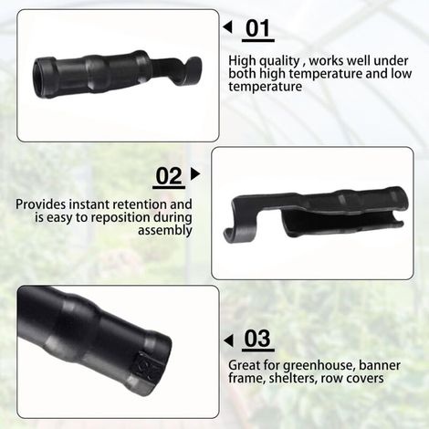 30 Stück Schlauchschellen Für Gartenhäuser, 25 Mm Kunststoffclips Für Gewächshausfolien, Schlauchklemm-set, Für Gewächshausbannerrahmen, Überdachung, Schwarz, Saisonales Pflanzenzubehör
