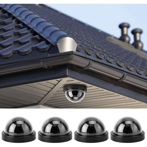4-teiliges Dome-simulations-set, Attrappe Einer Sicherheitskamera Mit Blinkender Led Für Privathaushalte Und Unternehmen (schwarz)