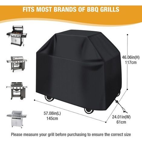 Grillabdeckung Für Den Außenbereich, Schutzhülle Für Grills, Plancha-abdeckung Für Gasgrills, Mit Wasserabweisender Beschichtung (147x61x117cm Schwarz)