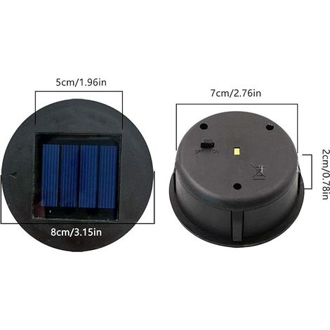 Set Mit 2 Solarlampenabdeckungen Mit Led-leuchtmittel – 20 % Polysilizium-solarpanel – Bietet 10 Stunden Licht Im Sommer – 8 X 8 Cm