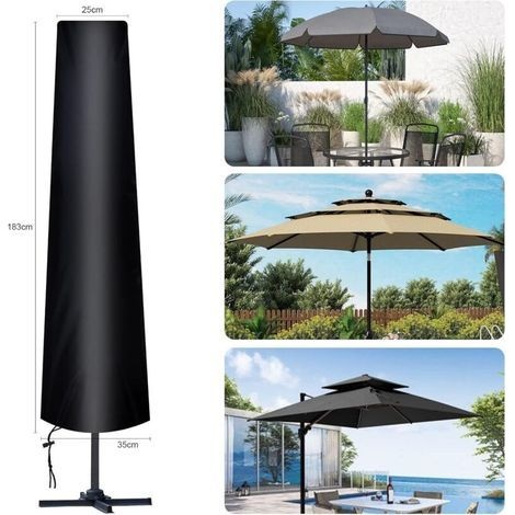 Sonnenschirmhülle, 205 Cm Garten-sonnenschirmhülle/schutzhülle Für Sonnenschirme, Wasserdichtes Oxford-gewebe, 210d Schwarz (1832535cm)