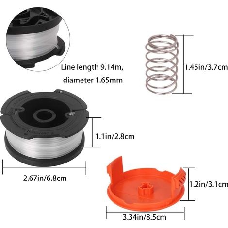 6 Stück Ersatzspulen Aus Nylon Für Black & Decker Rasenmäher, Inklusive Spulenabdeckungen Und Federn, Für Black & Decker Af-100