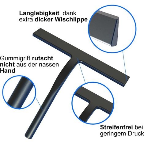 Silikon-duschabzieher Mit Edelstahlkern Für Dusche, Badezimmer, Spiegel, Fensterreinigung, Fliesen (schwarz, Klein)