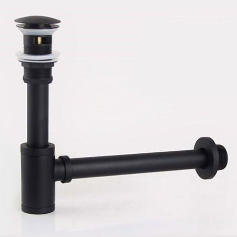 Siphon Aus Schwarzem Messing Für Badezimmer, Flaschensiphon Mit P-trap Pop-up-ablaufgarnitur, Abwasserüberlauf