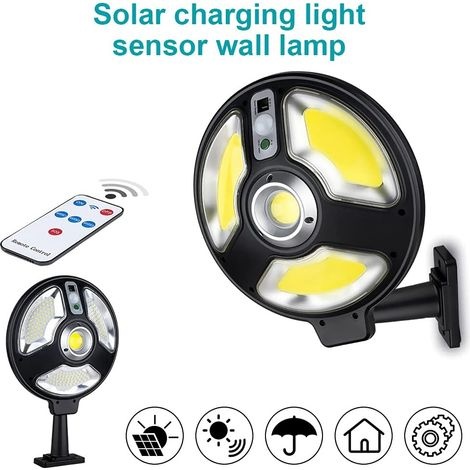 Solar-außenleuchten, 140 Cob-leds, 360°-weitwinkel, Wasserdicht, Robust, Mit Bewegungsmelder, 3 Leuchtmodi Für Garten, Zaun Und Tor