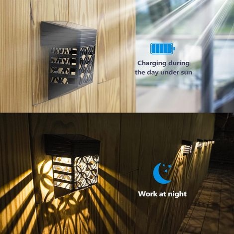 Set Mit 2 Solar-gartenleuchten Für Den Außenbereich, Wasserdichte Led-dekorationsleuchten Für Haustür- Und Treppenpfosten (warmweiß)