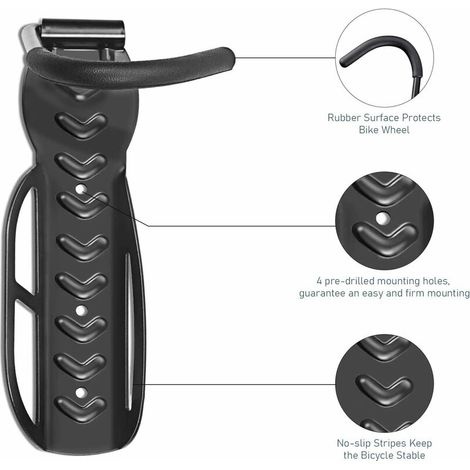 4er-pack Vertikale, Wandmontierte Fahrradständer Mit Fahrradhaken, Schwarz