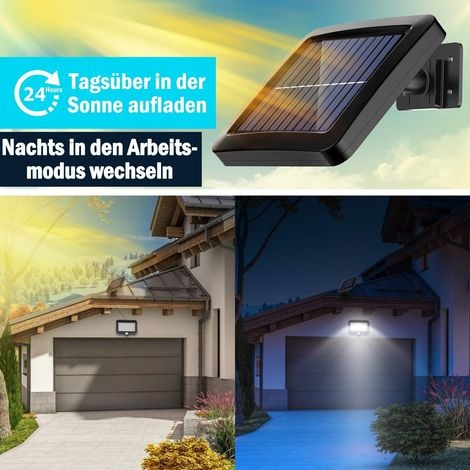 Solarbetriebene Außenstrahler Mit 112 Leds, Doppelscheinwerfer, Fernbedienung, Dämmerungssensor, 18 W, 800 Lm, Ip65 Wasserdicht, Für Garten, Terrasse Und Garage