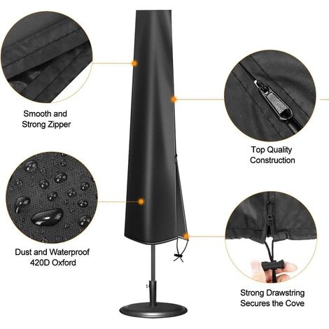 Schutzhülle Für Ampelschirme, Für Gartenschirme Mit Versetzter Stange, Aus Wasserdichtem Und Uv-beständigem 210d Oxford-gewebe Mit Reißverschluss Und Aufbewahrungstasche (190x50x30cm)