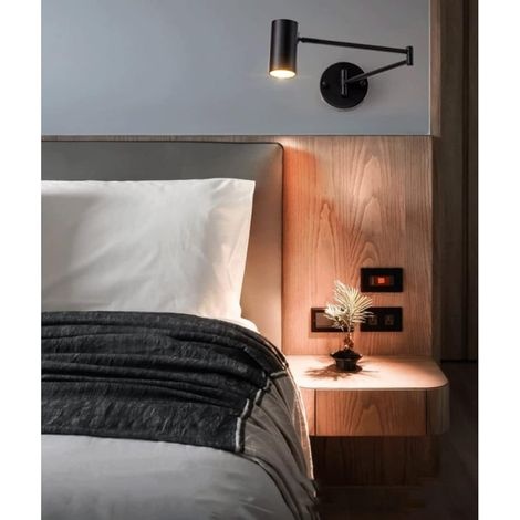 Led-wandleuchte Mit Gelenkarm, Verstellbare Klappwandleuchte, Verstellbare Leselampe Für Wohnzimmer, Schlafzimmer, Nachttisch, Schwarz