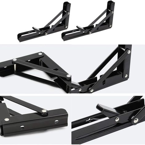 Klappbares Wandregal, 250 Mm, Aus Edelstahl 304, Für Werkbank, Klappbare Halterung, Wandregalhalterung (2 Stück), Schwarz