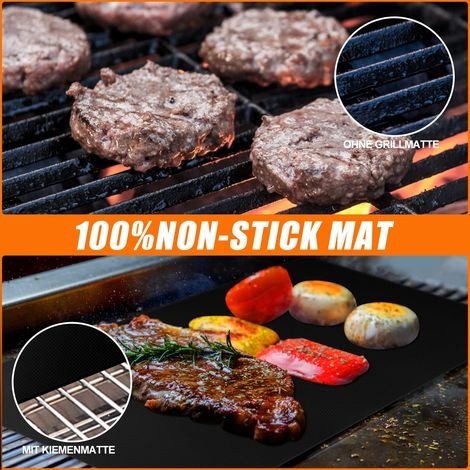 Grillmatten, Grillplatten 50x40 Cm, 4er-set Grillmatten, Wiederverwendbar Und Waschbar, Antihaftbeschichtet, Für Den Außenbereich Geeignet Für Backöfen/holzkohle-/gas-/elektrogrills