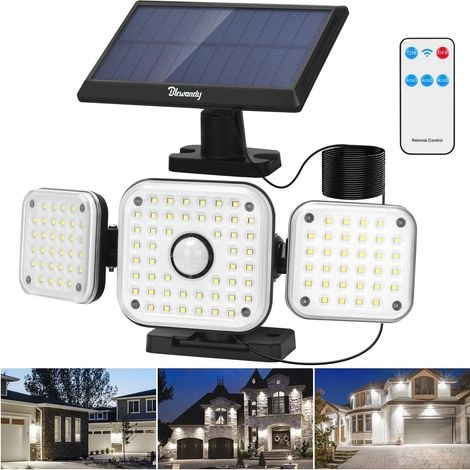Solar-gartenleuchte Mit Bewegungsmelder, 112 Leds, Fernbedienung, Ip65 Wasserdicht, 5 M Kabel, 3 Leuchtmodi