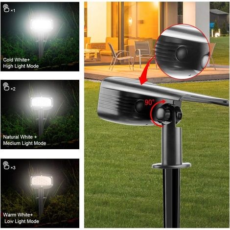 Solarbetriebene Gartenleuchten Für Den Außenbereich: 34 Leds, Ip67 Wasserdicht, Kabellose 2-in-1-solar-wandleuchten Für Gartenwege, Terrassen Und Einfahrten, 2er-pack, 3 Farbtemperaturen
