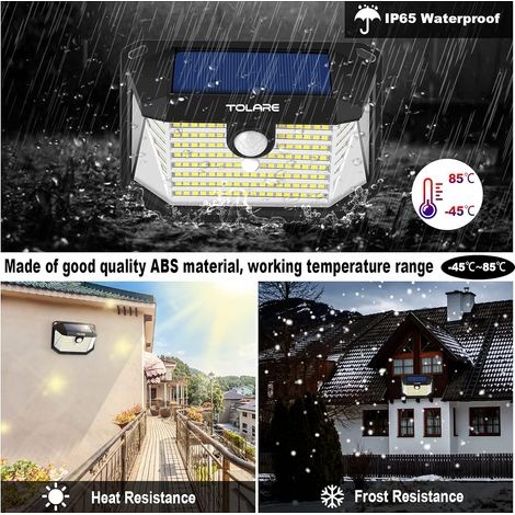 Solar-außenleuchte, 178 Leds, Ip65 Wasserdicht, Mit Bewegungsmelder, 270° Weitwinkelbeleuchtung, Leistungsstarke Solar-außenleuchte [2er-pack]