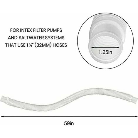 Poolschlauch, 2-teiliger 32-mm-schlauch Für Aufstellpools, 150 Cm/59 Zoll Schlauch Für Poolpumpen Mit 330 Gph, 530 Gph Und 1000 Gph
