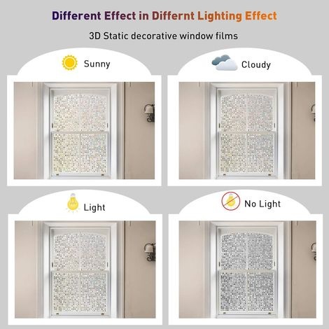 Fensterfolie – Selbstklebende, Elektrostatische Sichtschutzfolie, Lichtdurchlässig, Dekorativ Für Büro, Küche Und Zuhause – 3d-mosaik – 45 X 200 Cm