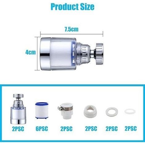 Set Mit 2 Wasserhahnfiltern, Anti-kalk-wasserhahnfilter, Mit 8 Pp-baumwollfilterelementen Und Universaladapter Für Spüle, Küche Und Bad