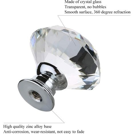 16 Stück 30 Mm Kristall-schranktürknöpfe, Klare Diamant-schubladentürgriffe, Moderne Transparente Glasmöbelknöpfe, Dekoration Für Küche, Kommode, Nachttisch Mit Schrauben