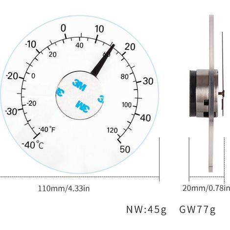 Außenthermometer, Wasserdichtes Fensterthermometer, Transparentes Gartenthermometer
