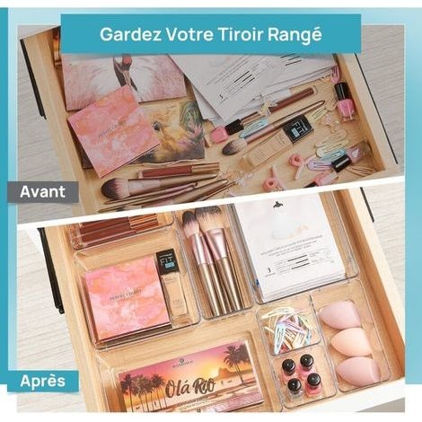 Vtopmart Schubladen-organizer, 15er-pack – 4 Größen, Transparente Kunststoff-aufbewahrung – Ideal Für Badezimmer, Schminktisch, Büro, Küche, Werkzeug Und Make-up