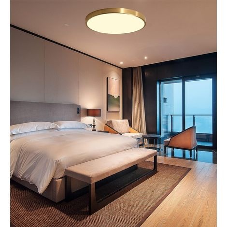 Runde Goldene Led-deckenleuchte, Innenpanel, Moderne Dimmbare Schlafzimmer-deckenleuchte Mit Fernbedienung, Ultradünn Für Flur, Wohnzimmer, Balkon, Badezimmer, Ankleidezimmerbeleuchtung, Ø30cm + 18w [