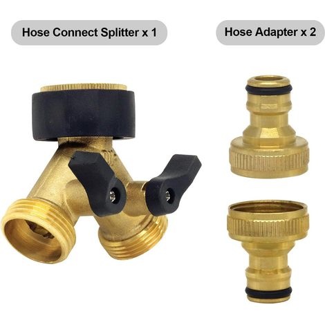 Y-verbinder Für Wasserzulaufschlauch (2-wege-anschluss Für Zulaufschläuche, 26,9 Mm (3/4") Messing, Y-förmiger Verteiler), Kompatibel Mit 1/2"-gartenschlauchanschlusssystem