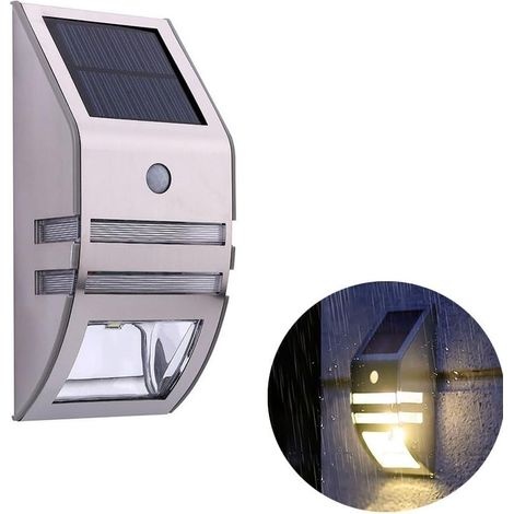 Kabelloser Bewegungsmelder Für Den Außenbereich, Wasserdicht, Solarbetrieben, Led-wandleuchte, Sicherheitsbeleuchtung Für Garten, Zaun, Weg, Dachrinne, Hof, Warmweiß (silber)