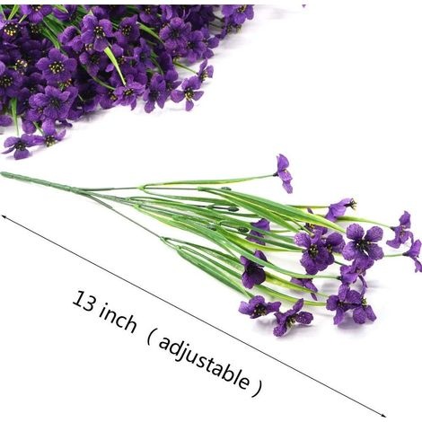 Künstliche Pflanzen, 6 Stück Gelbe Kunststoffblumen, Grünpflanzen, Sträucher, Kunststoffbüsche, Hängepflanzgefäße Für Drinnen Und Draußen, Heimdekoration (lila)