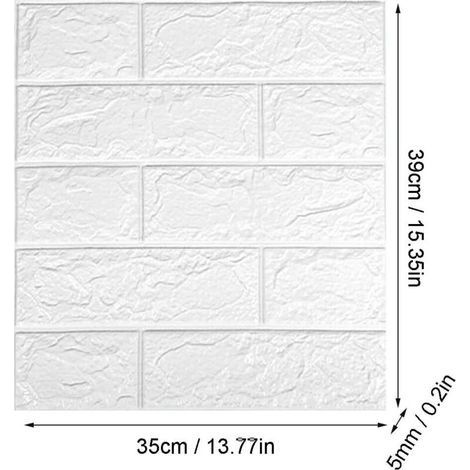 3d-ziegelsteinwandpaneele, Selbstklebende Tapete, Wasserfeste Pe-schaum-wandpaneele Für Küche, Wohnzimmer, Schlafzimmer, Waschküche (weiß, 36 Stück)