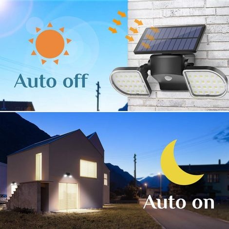 56 Led-solar-außenleuchten, Solar-flutlichtstrahler Mit Bewegungsmelder, Doppelpanel-sicherheitsleuchte, 360° Verstellbarer Wandstrahler, Ip65 Wasserdicht Für Garten, Garage, Einfahrt Und Haustür