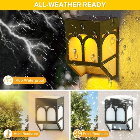 Set Mit 4 Wasserdichten Retro-wandleuchten Zum Einstecken, Kabellose, Solarbetriebene Led-außenbeleuchtung Zur Dekorativen Beleuchtung Von Zaun, Garten, Terrasse, Veranda, Garage (farbe: Warmweiß)