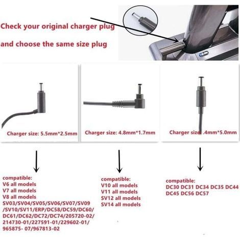 30,45-v-ladegerät Für Dyson Staubsauger V10/v11/v12/v15 – 33-w-netzteil – 1,8 M Kabellänge – Kompatibel Mit Sv12/sv14/dc58/dc59
