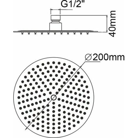 Pommeau De Douche En Acier Inoxydable - Douche À Économie D'Eau, Pommeau De Douche Rond De 20 Cm, Pommeau De Douche Pluie Universel Filetage 1/2 Pouce, Rotatif À 360°, Inclinaison À 30°, Facile À Inst