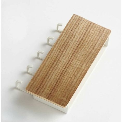 Wandmontierter Schlüsselschrank/briefhalter Aus Nicht Porösem Holz Mit 5 Holzhaken Und 5 Kunststoffhaken