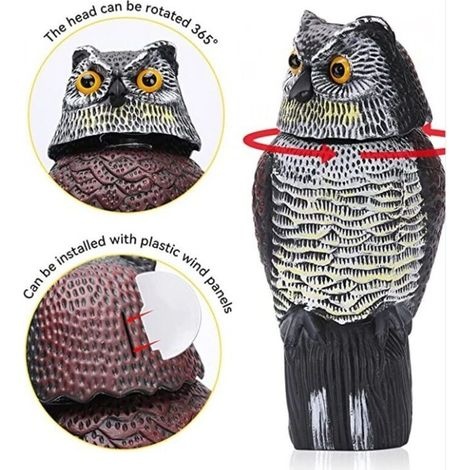 Vogelscheuche Für Den Garten, Vertreibt Tauben Und Vögel, Windfunktion, Drehbarer Kopf, Batterielos